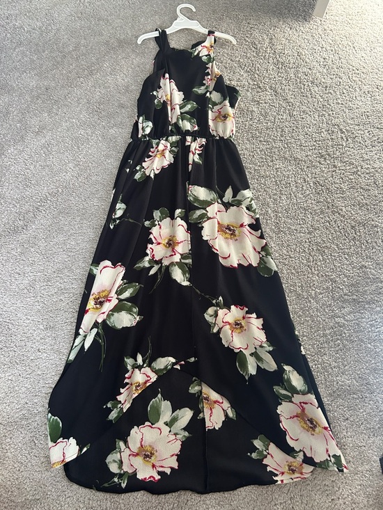 Three Hearts Dresses & Skirts - Three Hearts Black Floral Maxi Dress with Cream and Green Blooms